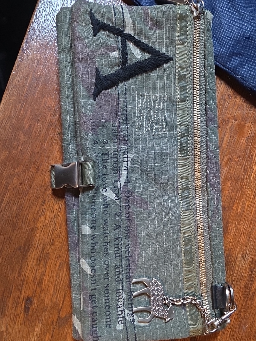 L.A.M.B. Camouflage Green Zip Wallet with Charm